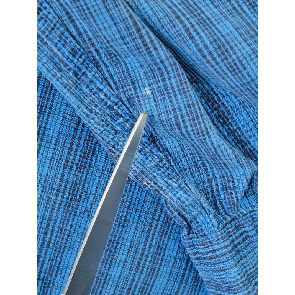 The North Face A5 Series Mens XL Blue Plaid Long Sleeve Button Down Cotton Shirt
